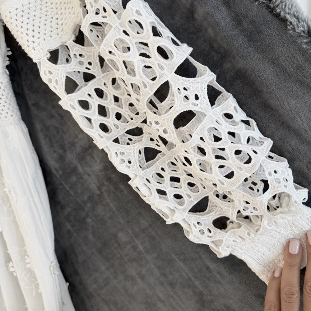 Boston Proper White Lace Long Sleeve Dress - Picture 9 of 10